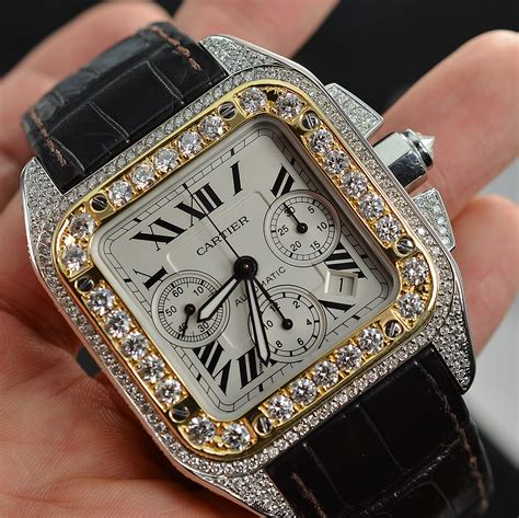 cartier watch mens gold|cartier men's watches with diamond.